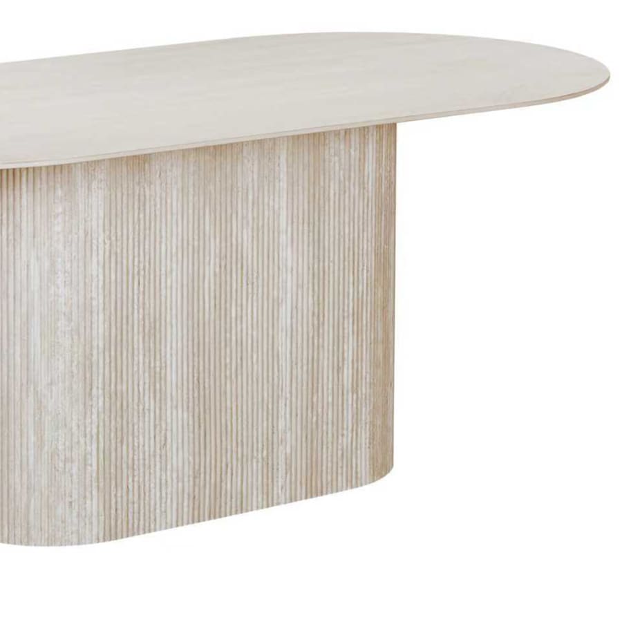 Table &agrave; manger ovale en c&eacute;ramique beige 180 cm
